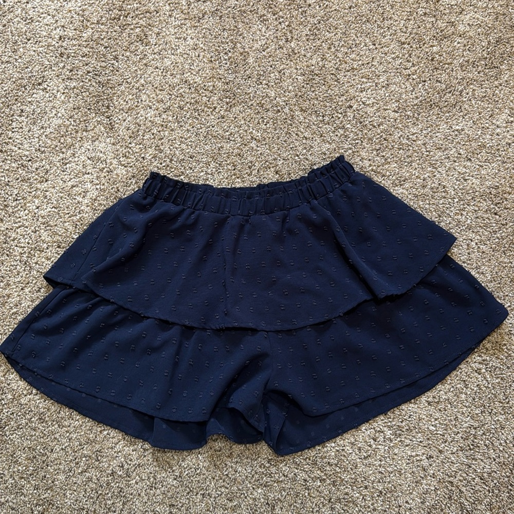 Navy Blue Ruffled Shorts